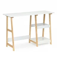 Biurka dla dzieci - ModernHome Biurko, stolik do pokoju, dwie półki, białe, 110 cm - miniaturka - grafika 1