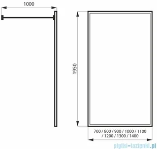 Massi Walk in Gold 140x195cm kabina Walk In przejrzyste MSKP-FA1020-140-G - Kabiny prysznicowe - miniaturka - grafika 2