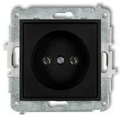 Gniazdka elektryczne - Karlik Gniazdo pojedyncze Mini 12MGP-1 bez uziemienia 2P bez przesłon torów prądowych czarny mat - miniaturka - grafika 1