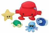 Zabawki do kąpieli - Manhattan Toy Manhattan Toy 160380 Krab neoprenowy 5-częściowy pływający wyciek n Wypełnij wannę szybkoschnące gąbki i zabawka, wielokolorowe 160380 - miniaturka - grafika 1