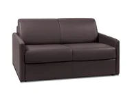 Sofy i kanapy - Vente-Unique 2-osobowa kanapa z ekspresowym mechanizmem rozkładania z materiału skóropodobnego CALIFE - Kolor: czekoladowy - Miejsce do spania: 120 cm - Materac 14 cm - miniaturka - grafika 1