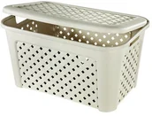 Kosze na bieliznę - Tontarelli ogrodowa XL skrzynia wykonana z wytrzymałego tworzywa sztucznego o wysokiej jakości wyglądzie plecionki z pokrywą. Wzornictwo do domu (angoraweiss) 8105407_210EAN - miniaturka - grafika 1