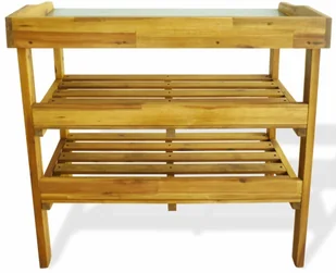 vidaXL Stolik do roślin z 2 półkami, lite drewno akacjowe i cynk vidaXL - Pozostałe akcesoria do uprawy roślin - miniaturka - grafika 6