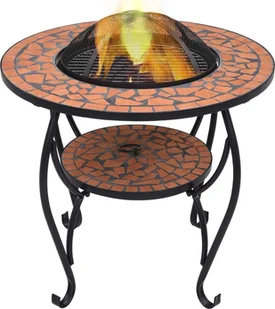 vidaXL Mozaikowe palenisko ze stolikiem, terakota, 68 cm, ceramika vidaXL - Kominki elektryczne - miniaturka - grafika 2