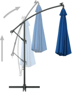 vidaXL Parasol wiszący z LED i stalowym słupkiem, 300 cm, lazurowy vidaXL - Parasole ogrodowe - miniaturka - grafika 5