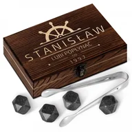 Pozostałe akcesoria barmańskie - Murrano Kamienie do whisky kostki w drewnianym opakowaniu grawer Ster ZEKOS-005 - miniaturka - grafika 1