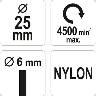 YATO SZCZOTKA CZOŁOWA Z TRZPIENIEM 25MM NYLON NA WIERTARKĘ YT-47780 - Frezy - miniaturka - grafika 4