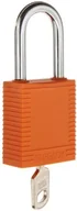 Kłódki - Brady Nylonowa kłódka bezpieczeństwa, 38,50 mm x 86,50 mm x 19,50 mm, pomarańczowa, 6 sztuk 51347 - miniaturka - grafika 1