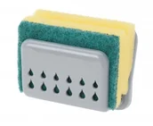 Ściereczki, gąbki, czyściki - ASJ Commerce Uchwyt na gąbkę do mycia naczyń. Na przyssawkę. Organizer do zlewu. W zestawie gąbka. 010000250 - miniaturka - grafika 1