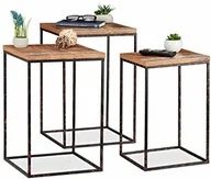 Ławy i stoliki kawowe - Relaxdays zestaw 3 stolików pomocniczych, drewno mango i metal, stylowy, do salonu, stoliki w różnych rozmiarach, brązowy/czarny, drewno, wys. x szer. x głęb.: ok. 55,5 x 35,5 x 35,5 cm - miniaturka - grafika 1