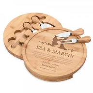 Deski do krojenia - Murrano Deska drewniana do sera zestaw akcesoria grawer dla pary na ślub DSK-SER2-001 - miniaturka - grafika 1