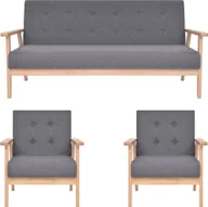 Komplety wypoczynkowe - vidaXL 3-częściowy zestaw wypoczynkowy tkanina ciemnoszary - miniaturka - grafika 1