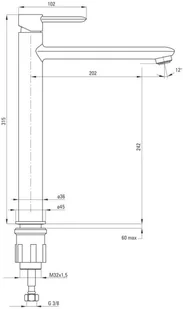 Deante Bateria umywalkowa wysoka 31,5cm z korkiem click-clack bez przelewu ,chrom Kalia BGK 021K - Baterie umywalkowe - miniaturka - grafika 4