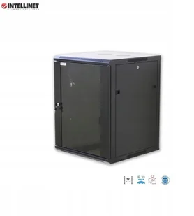 Intellinet Szafa wisząca zmontowana 12U 600x600 Rack 19\" szklane drzwi czarna 923880 - Szafy rack - miniaturka - grafika 2