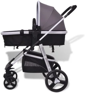 vidaXL Wózek wielofunkcyjny 3w1 aluminium szary i czarny - Wózki dziecięce - miniaturka - grafika 10
