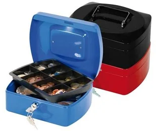 Metalkas Q-CONNECT na pieniądze Q-CONNECT, średnia, 205x85x160mm, czerwona KF04249 - Sejfy i kasy pancerne - miniaturka - grafika 2