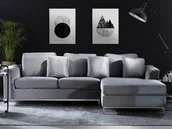 Narożniki - Beliani Narożnik welurowy lewostronny szary OSLO - miniaturka - grafika 1