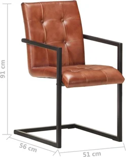 vidaXL Lumarko Krzesła stołowe, wspornikowe, 4 szt., brązowe, skóra naturalna 3059815 - Krzesła - miniaturka - grafika 8
