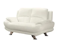 Sofy i kanapy - Vente-Unique Sofa 2-osobowa z materiału skóropodobnego MUSKO - Biały - miniaturka - grafika 1