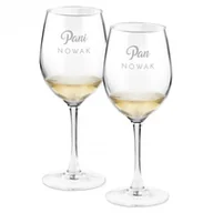 Kieliszki - Murrano Kieliszki szklane do wina zestaw x2 grawer pani pan dla pary 2xSKIV-005 - miniaturka - grafika 1