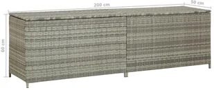 vidaXL Skrzynia ogrodowa z polirattanu, 200 x 50 x 60 cm, szara vidaXL - Pozostałe meble ogrodowe - miniaturka - grafika 8