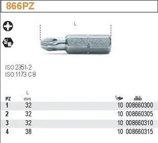 Beta KOŃCÓWKA WKRĘTAKOWA KRZYŻOWA PZ4 866PZ/4 - Klucze i nasadki - miniaturka - grafika 4