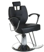 Fotele kosmetyczne - Fotel barberski BS Hektor BH-3208 Czarny - miniaturka - grafika 1
