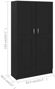 VidaXL Szafka na książki, czarna, 82,5 x 30,5 x 150 cm, płyta wiórowa 802724 VidaXL - Regały - miniaturka - grafika 8