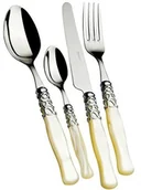 Zestawy sztućców - Bugatti sztućce 24 ST$473Zestaw CK ze stali nierdzewnej 18/10 Selene Perle Ivory or czarna rękojeść Golden ring SECAM-S1950 - miniaturka - grafika 1