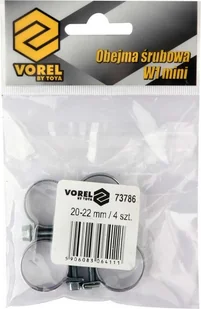 VOREL Obejma opaska śrubowa zaciskowa ocynkowana W1 mini 20-22mm 4szt - Akcesoria do urządzeń ogrodniczych - miniaturka - grafika 2