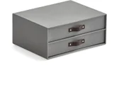 Meble modułowe i akcesoria - AJ Produkty Szuflady TIDY, szary, skórzane uchwyty, 255x330x145 mm - miniaturka - grafika 1