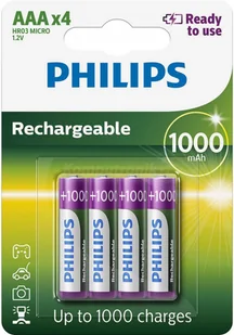Philips R03B4RTU10/10 - 4 szt. Bateria ładowalna AAA MULTILIFE NiMH/1,2V/1000 mAh - Baterie i akcesoria - miniaturka - grafika 2