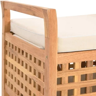 vidaXL Ławka ze schowkiem, 49x48x49 cm, lite drewno orzechowe vidaXL - Ławki do przedpokoju - miniaturka - grafika 7