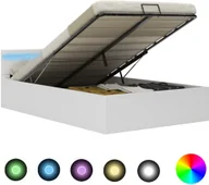 Łóżka - vidaXL Rama łóżka z podnośnikiem i LED, biała, ekoskóra, 120 x 200 cm - miniaturka - grafika 1