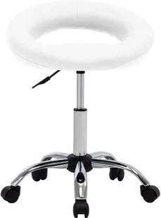 Fotel biurowy, krzesło biurowe vidaXL Krzesło robocze na kółkach, białe, sztuczna skóra - Fotele i krzesła biurowe - miniaturka - grafika 2
