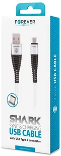 Forever TelForceOne Kabel USB typ-C Shark biały 1m 2A GSM045628 - Kable USB - miniaturka - grafika 2
