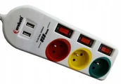 Listwy zasilające - Listwa zasilająca przedłużacz 3 gniazda 2 Usb 1,5m - miniaturka - grafika 1