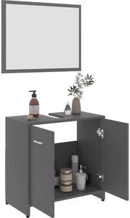vidaXL vidaXL Zestaw mebli łazienkowych, szary, płyta wiórowa 8720286015551 - Meble łazienkowe - miniaturka - grafika 3