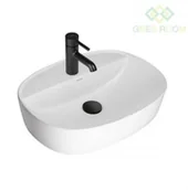 Umywalki - Oltens Hamnes Thin umywalka 51x39 cm nablatowa owalna z powłoką SmartClean biała 41813000 - miniaturka - grafika 1