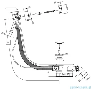 Omnires syfon wannowy automatyczny z napełnianiem złoty TK132-PLUS-3.04+64-SGL | - Syfony - miniaturka - grafika 2
