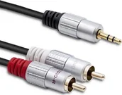 Kable - Qoltec Kabel Kup Przydasie Kabel 2xRCA Mini Jack 3.5mm | 1m | czarny 52339 - miniaturka - grafika 1
