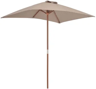 vidaXL Parasol ogrodowy na drewnianym słupku, 150 x 200 cm, taupe - Parasole ogrodowe - miniaturka - grafika 6