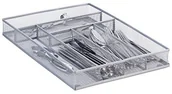 Pozostałe akcesoria kuchenne - Relaxdays skrzynka na sztućce duża metalowa oplot, wkładka na sztućce otwarte, drut wzornictwo, rozmiar L, HBT.: 5,1 x 28,6 x 40,6 cm, wytrzymały 10022513_55 - miniaturka - grafika 1