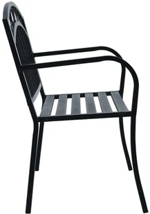 vidaXL Ławka ogrodowa, 125 cm, czarna, stalowa - Ławki ogrodowe - miniaturka - grafika 3