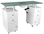 Meble kosmetyczne - ACTIVESHOP BIURKO KOSMETYCZNE GLASS 317 BIAŁE Z POCHŁANIACZEM AS_128379 - miniaturka - grafika 1