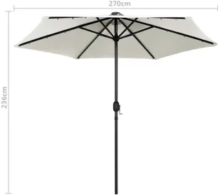 vidaXL Parasol ogrodowy z LED i aluminiowym słupkiem, 270 cm, piaskowy vidaXL - Parasole ogrodowe - miniaturka - grafika 7