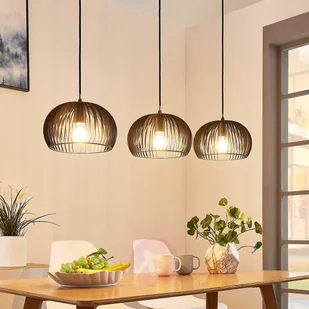 Lampenwelt com Lampa wisząca Jusra z czarnego metalu, 3-pkt. - Lampy sufitowe - miniaturka - grafika 2