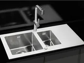 Zlewozmywaki - Alveus Karat Up 20 Zlewozmywak szklany półtorakomorowy 86x50 cm lewy biały/satyna 1123804 - miniaturka - grafika 1