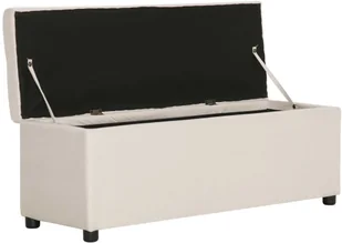 vidaXL Ławka ze schowkiem, 116 cm, kremowa, poliester vidaXL - Ławki do przedpokoju - miniaturka - grafika 7