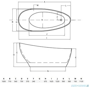 Besco Keya black 165x70cm czarna wanna wolnostojąca + odpływ klik-klak #WMD-165-KCZ - Wanny z hydromasażem Besco Keya black 165x70cm czarna wanna wolnostojąca + odpływ klik-klak #WMD-165-KCZ - Wanny z hydromasażem - miniaturka - grafika 2